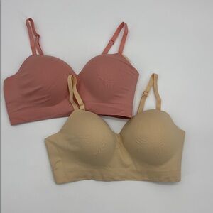 Truekind Supportive Comfort Wireless Shaping Bra 2 pack in chai/rose size L NWT